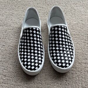 Freda Salvador Black and White Checkered Slip-On Shoes, size 6
